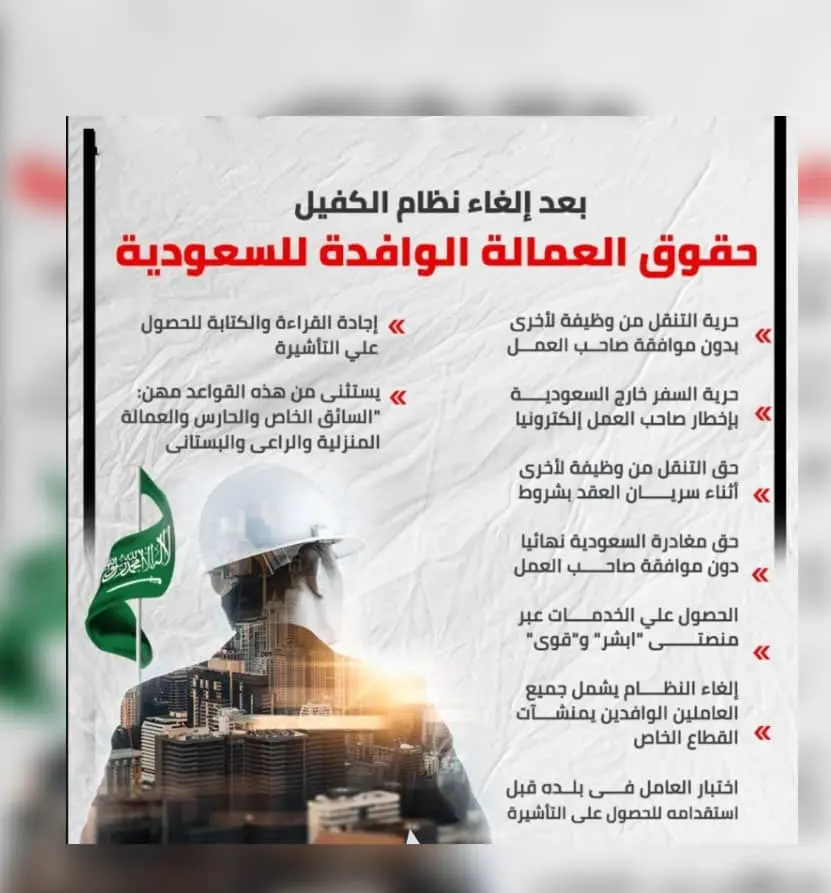 حقيقة الغاء نظام الكفيل في السعودية 2024؛ إليك تفاصيل كاملة